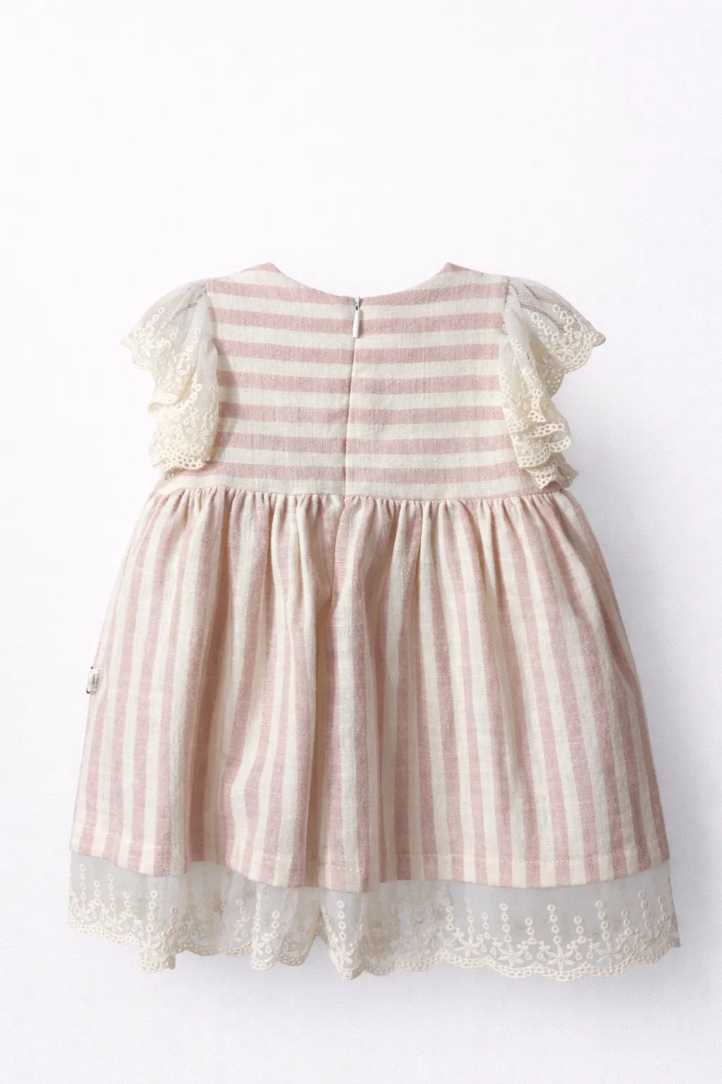 Baby Girl Striped Cotton Dress with Bow Details