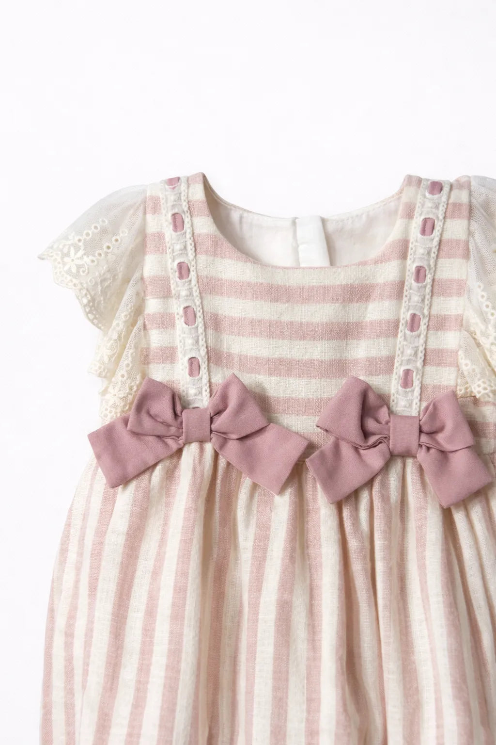 Baby Girl Striped Cotton Dress with Bow Details
