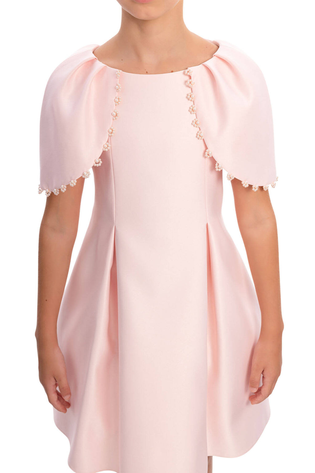 Pearl Trim Cape Dress