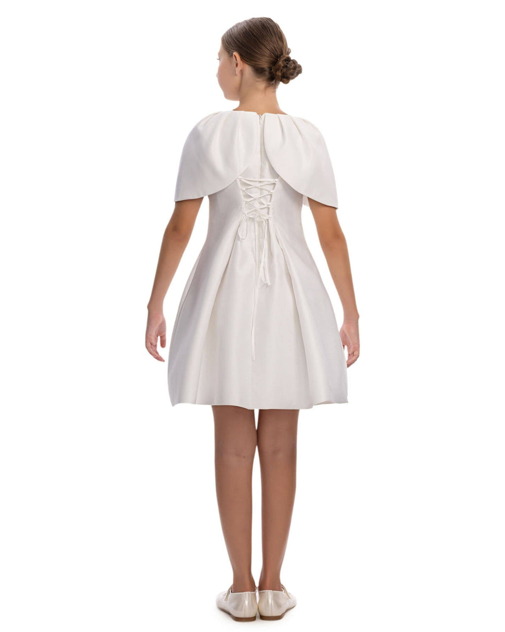 White dress with cape on a white background